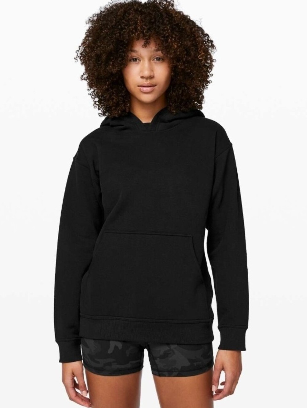 Lululemon All Yours Hoodie Black Size 10 Cotton Fleece Pullover Sweatshirt
